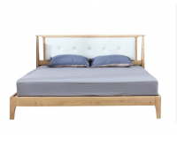 Nova Solid Oak Queen Size Bed Frame with white or black PU Leather 