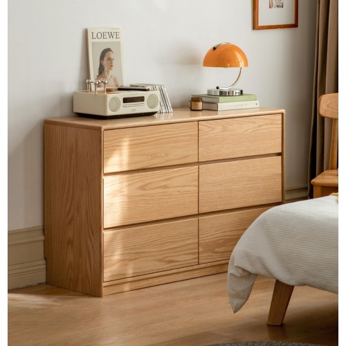 Haven Solid Oak 3+3 Drawer Lowboy Dresser